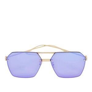 Bottega Veneta Gold Frame with Blue Lenses Sunglasses